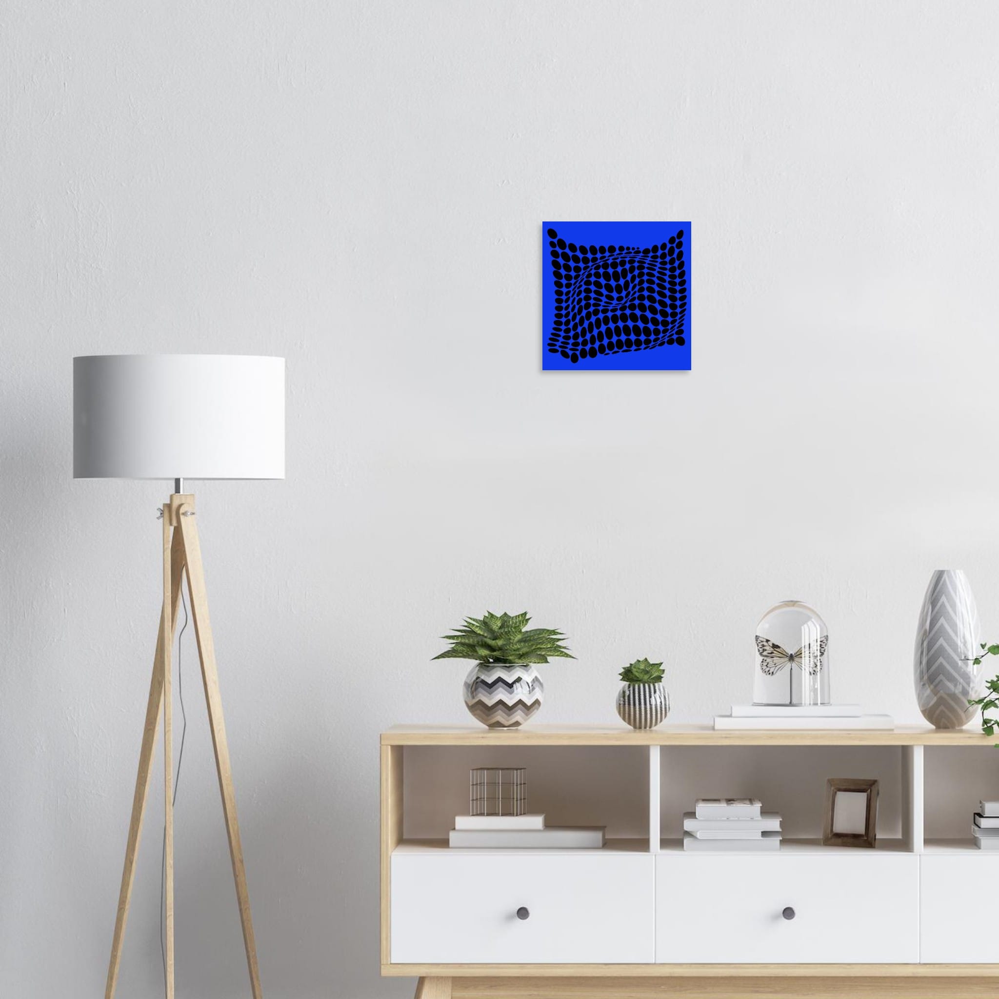 Print Come Inside negro y azul — obra geométrica de Carlos Marcano