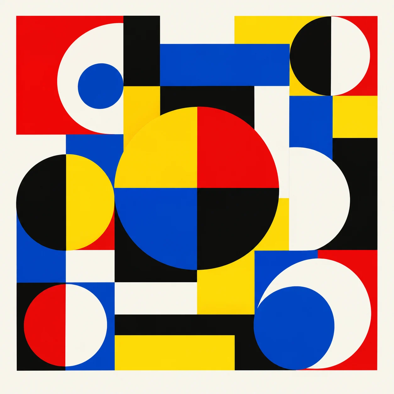 Composición de color y geometría que explica profundidad en el arte óptico.